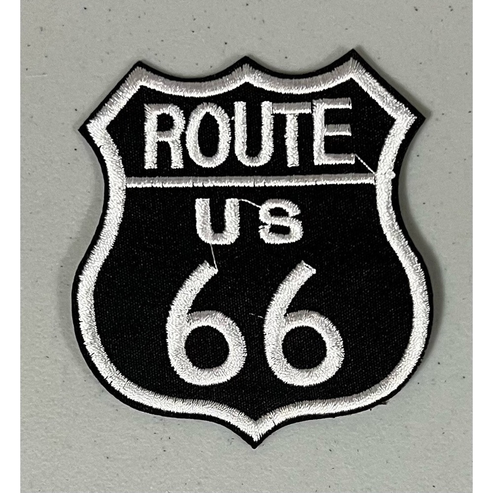 US Route 66 Highway Road Sign Biker Iron-On Sew-On Patch for Clothing 🛣